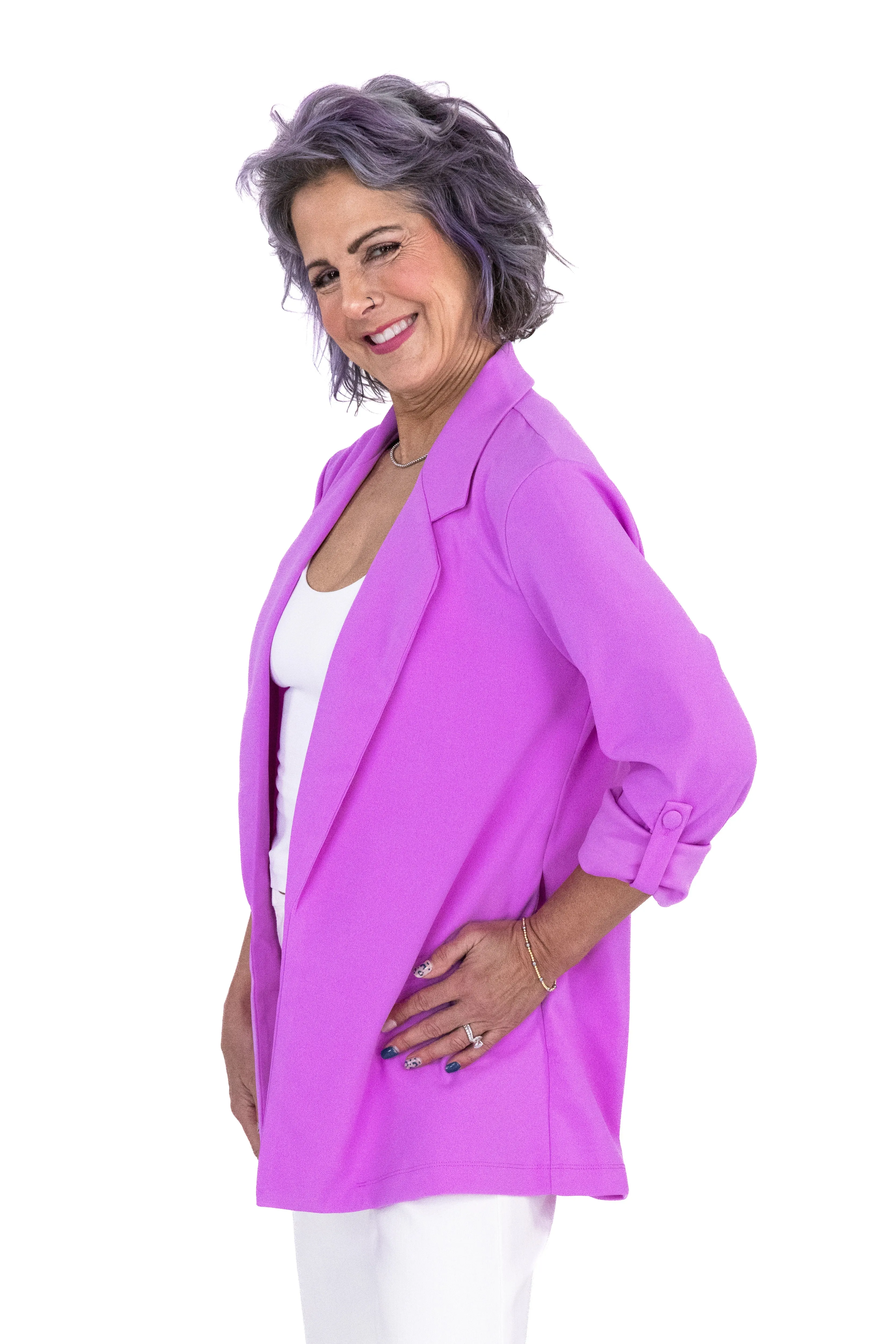Damen Blazer mit lockerer Passform und offener Front