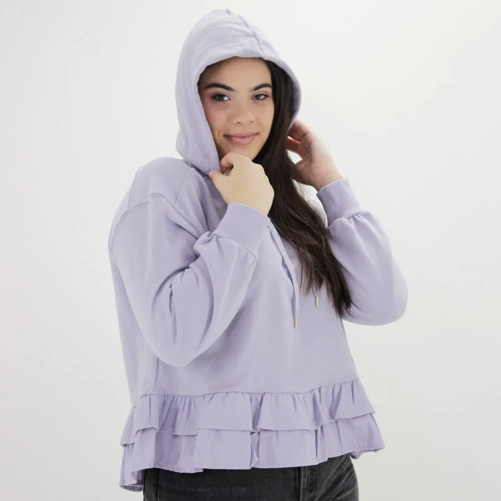 Damen Rüschen-Logo bestickte Pullover, Lila