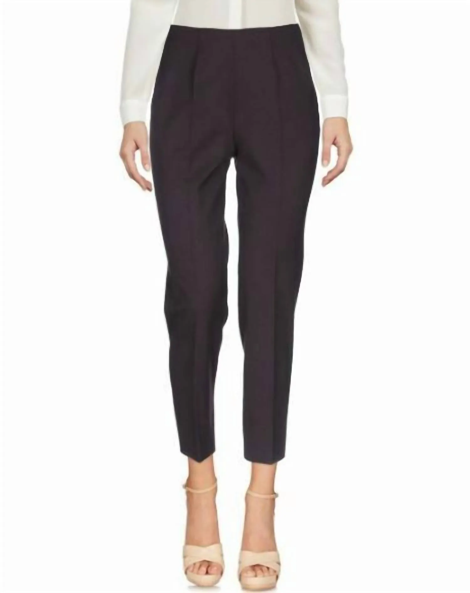 Wollige gerade Bein Knöchel Crop Hose in Lila