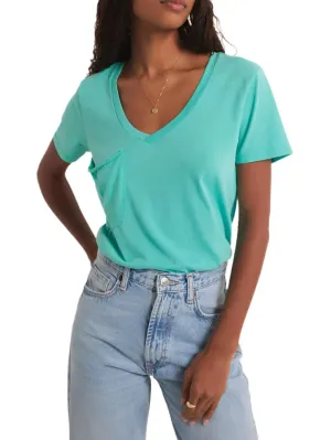 Z Supply V-Ausschnitt T-Shirt mit Tasche in Cabana Grün