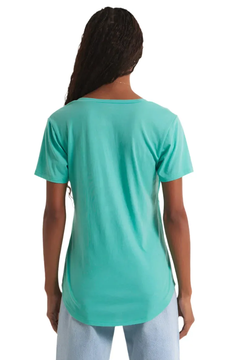 Z Supply V-Ausschnitt T-Shirt mit Tasche in Cabana Grün